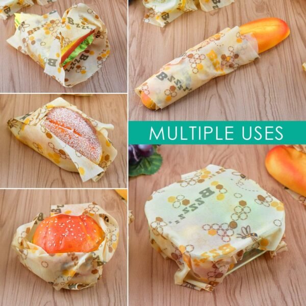 ERKOON Beeswax Food Wraps 1 Meter Roll 13 x 39 Inch Reusable Beeswax Wraps Eco-Friendly Sustainable Food Storage Wraps for Sandwich, Cheese, Fruit, Bread, Snacks (Bee Pattern) - Image 5