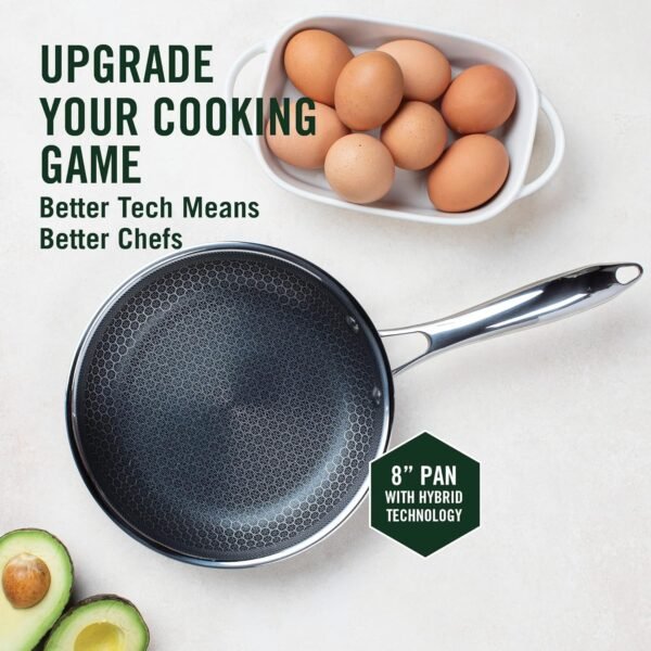 HexClad Hybrid Nonstick Frying Pan, 8-Inch, Stay-Cook Handle, Dishwasher and Oven Safe, Induction-Ready, Compatible with All Cooktops - Image 7