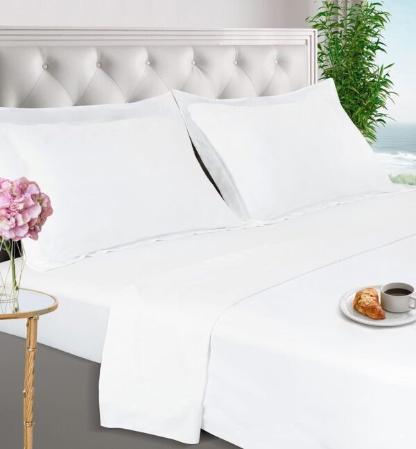 Luxury 100% Viscose Derived from Bamboo Sheets King Size - Organic, Super Soft King Sheets Set - Top and Fitted Sheet, 2 Pillowcases - King Size Cooling Sheets for Hot Sleepers