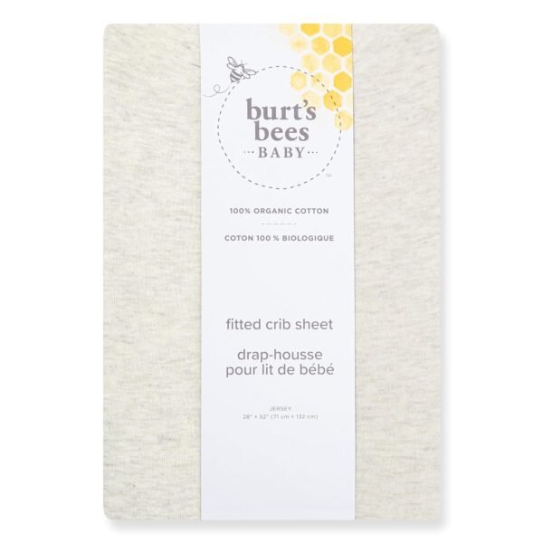 Burts Bees Baby Solid Fitted Crib Sheet Organic Cotton BEESNUG - Fits Unisex Standard Bed and Toddler Mattress, Infant Essentials, 28 x 52 x 5.5 Inch - Image 2