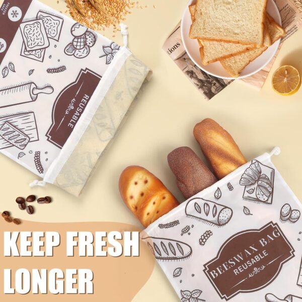 2-Pack Beeswax Bread Bags, Reusable Brown Bread Bags with Beeswax Lining for Homemade Bread Fresh Keeping,Freezer Bread Keeper, Homesteading Essentials and Baking Gifts. - Image 8