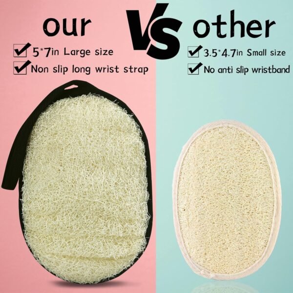 Natural Loofah Sponge (2 Pack),Large 7"x5.1"Shower Loofah Sponge Exfoliating Body Scrubber for Women and Men,Natural Materials are Easily Biodegradable and Bath Exfoliation Doesn't Hurt The Skin - Image 3