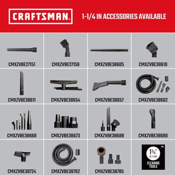 CRAFTSMAN CMXZVBE38785 1-1/4 in. Natural Hair Dusting Brush Wet Dry Vac Attachment, Shop Vacuum Accessory for Cleaning Delicate Surfaces, Fits 1-1/4 in., 1-7/8 in. and 2-1/2 in. Hose Diameters - Image 5