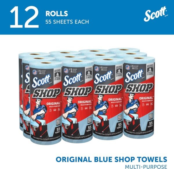 Scott Blue Shop Towels 75147, 55 Sheets/Roll, 12 Rolls/Carton - Image 2