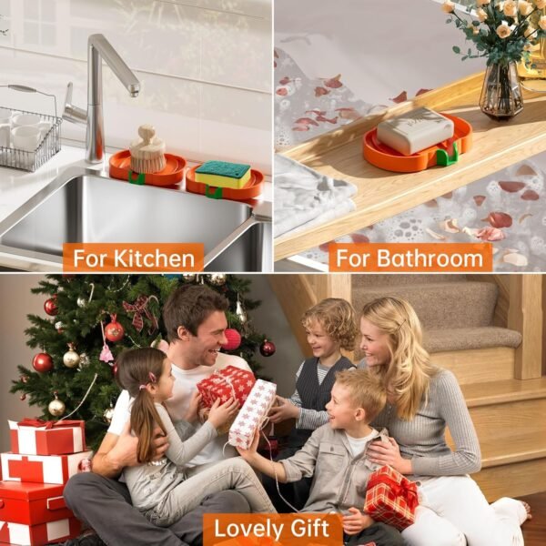 2-Pack Self Draining Soap Holder, Premium Silicone Soap Dish, Soap Saver for Shower, Bathroom, Kitchen, Bath Tub, Sponges,Keep Soap Bars Dry Easy Clean,Extend Soap Life - Image 6