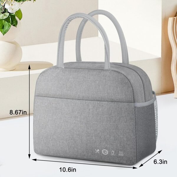 Lunch Bag Lunch Box for Women Men Insulated Reusable Lunch Boxes for Adult Lunch Tote Bag Lunch Container for Office Work Picnic Beach or Travel（GREY） - Image 8