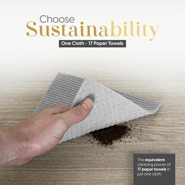 Swedish Dishcloths for Kitchen 6 Pack, Eco Friendly Reusable Paper Towels, Cellulose Sponge Cleaning Cloths, Swedish Dish Cloths for Washing Dishes from - Image 3