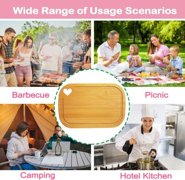 Bamboo Cutting Board for Kitchen - Reversible Wooden Bamboo Cutting Boards Set of 3 with Juice Groove, Charcuterie & Chopping Board for Fruit, Kitchen Gadgets Gift, Housewarming Gift, Christmas Gifts - Image 8