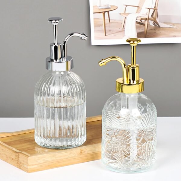 Glass Pump Soap Dispenser Kitchen Hand Soap Dispenser Sour Cream Dispenser Rustproof Stainless Steel Pump Dispenser for Kitchen Bathroom ((Maple Leaf Gold Nozzle) - Image 6