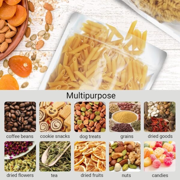 100 Pack 7 x 10 Inch Stand Up Pouch Bags Zipper Mylar Bags Clear Front with Aluminum Foil Back Reusable Food Storage Bags for Multipurpose with Gusset Bottom(5.5mil Thickness) - Image 6