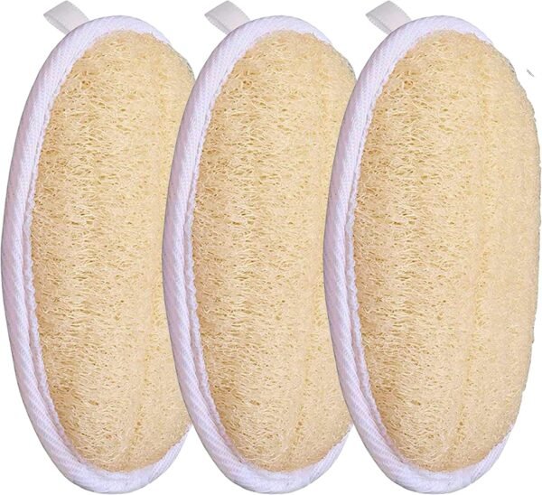 Jaunty Natural Loofah (3PC Pack) Sponge Exfoliating Body Scrubber Made with Eco-Friendly and Biodegradable Suitable for Women, Babies and Men,
