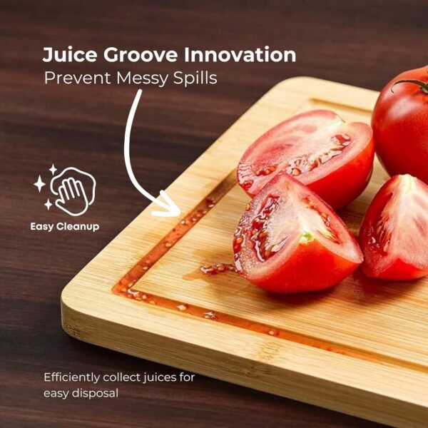 Wooden Cutting Board 3-Piece With 3 Assorted Sizes - Reversible Organic Bamboo Chopping Boards for Kitchen with Juice Grooves For Meal Prep & Serving Gifts. - Image 4