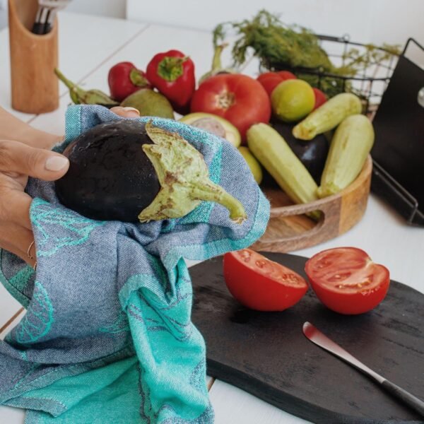 sea me at home Dish Towels for Kitchen, Jacquard Tea Towel Set, Stylish and Functional, A Great Gift for Any Home, 100% Turkish Cotton Towel Set of 4 (Garden Vegetables) - Image 9