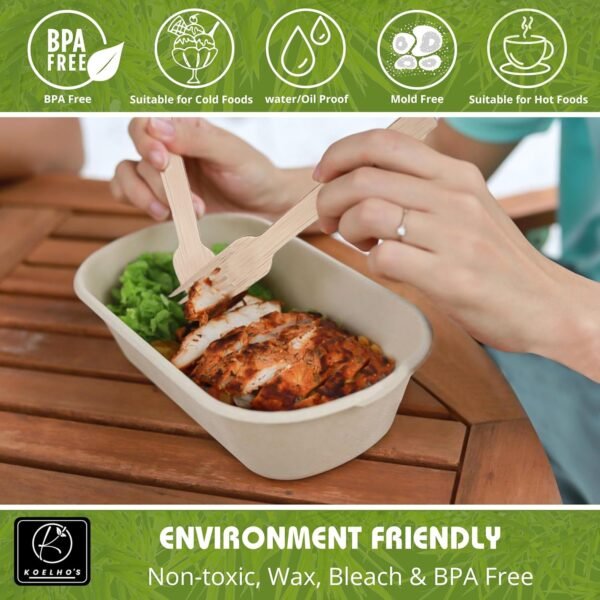 KOELHO'S Bamboo Cuterly Set 24, Pre Rolled Napkin Cutterly Set, Silverware Set Disposable 100% Natural - Bamboo Utensils Set - Disposable Cutlery - Bamboo Silverware - Compostable Cutlery - Image 4
