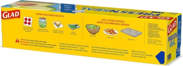 Glad Press'N Seal Plastic Food Wrap, 100 Square Foot Roll, Pack of 3, (Package May Vary) - Image 10