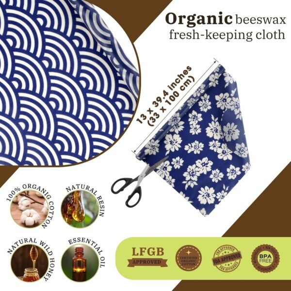 Moukeren 3 Rolls Reusable Beeswax Wrap 13'' x 40'' Food Wrap Beeswax Paper Beeswax Food Wrappers Cotton Bread Sandwich Wrapper for Kitchen Storage Gifts, 3 Styles (Vivid) - Image 2