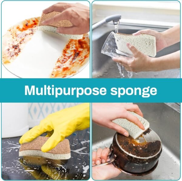 10PCS Natural Sponges for Dishes - Biodegradable Sponges Kitchen Eco Friendly Dish Sponge Non-Scratch Sponges for Cleaning Kitchen - Image 6
