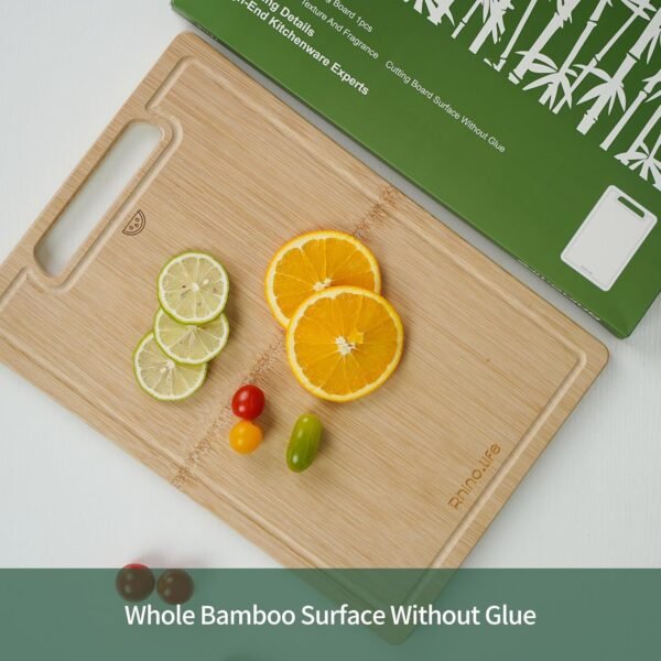 Totally Unfold Bamboo Cutting Boards for Kitchen Gift Non Toxic Solid Unfold Nature Working Surface No Glue Non Toxic No Paint Thick One piece Chopping Charcuterie Cheese board Wooden meat - Image 4