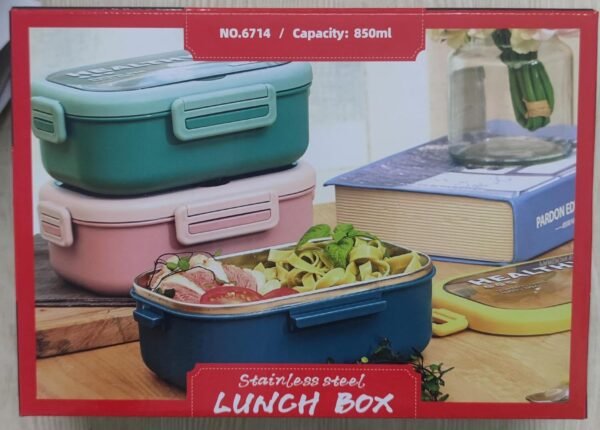 Lille Home 28oz Stainless Steel Leakproof 2-Compartment Bento Lunch Box/Portion Control Food Container with Lunch Bag and Cutlery Set, BPA Free (Blue) - Image 8