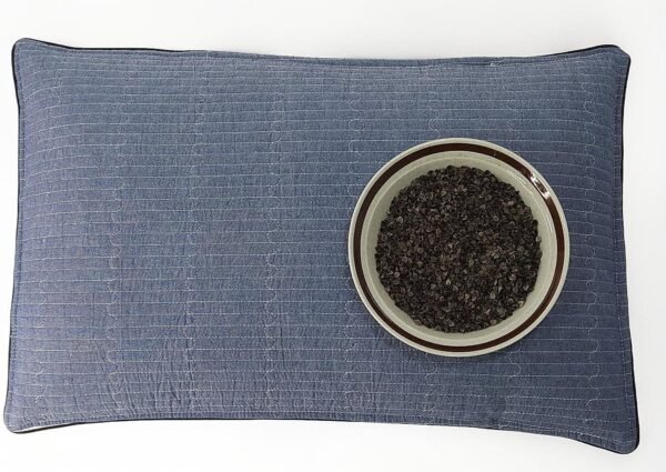 Buckwheat Pillow for Sleeping-Breathable for Cool Sleep,Cervical Support for Back and Side Sleepers(Organic Buckwheat Hulls),Korean Style,Standard Size 22"x14"(1pc).Navy Blue Color - Image 2