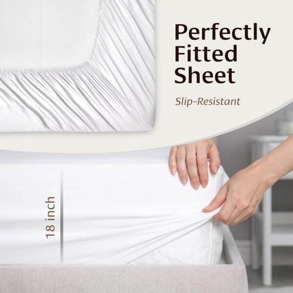 Luxury 100% Viscose Derived from Bamboo Sheets King Size - Organic, Super Soft King Sheets Set - Top and Fitted Sheet, 2 Pillowcases - King Size Cooling Sheets for Hot Sleepers - Image 4
