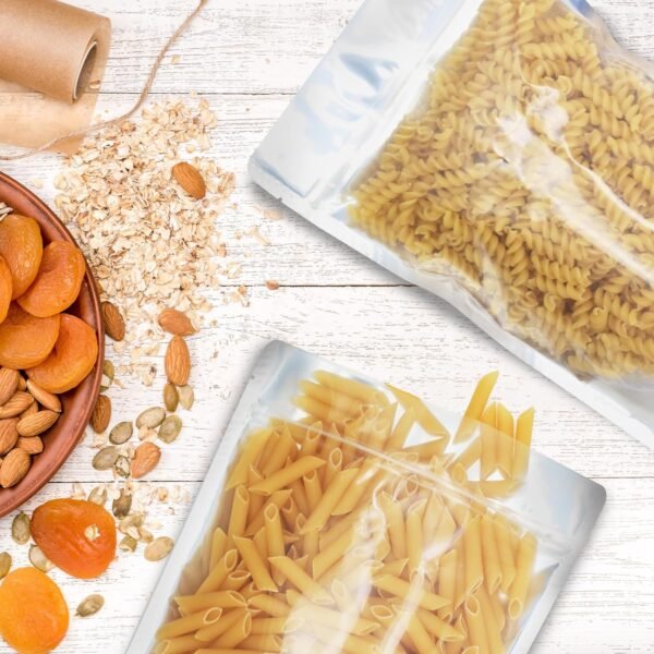 100 Pack 7 x 10 Inch Stand Up Pouch Bags Zipper Mylar Bags Clear Front with Aluminum Foil Back Reusable Food Storage Bags for Multipurpose with Gusset Bottom(5.5mil Thickness) - Image 5