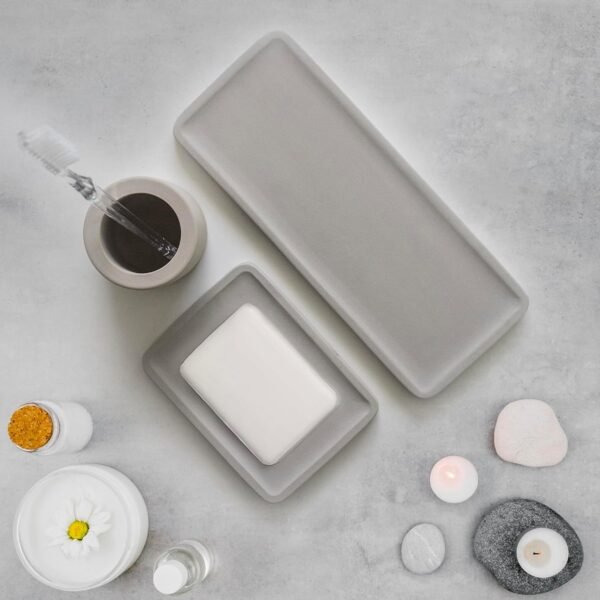 Diatomaceous Earth Stone Bath Set with Tray, Soap Dish, Toothbrush Cup - Matches Most Diatomite Rock Shower Mat - 3 Pieces Quick Drying & Easy to Clean for Bathroom, Kitchen Counter, Shower - Image 6