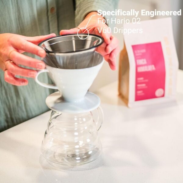 Reusable Coffee Filter for Hario V60-02 Pour Over Drippers : Stainless Steel Wave Alternative for Sustainable Brewing - Image 2