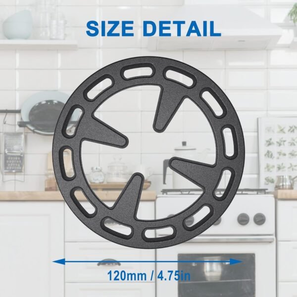 4.75inch Gas Ring Reducer, Bottom Uniform Heating, Iron, Black, for Smaller Cookware Like Pans, Coffee Pots, Teapot, Omelet Pan - Image 3