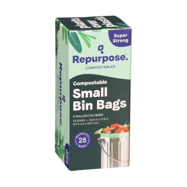 Repurpose Compostables Repurpose 3 Gallon, 11 Liter Super Strong, Small Compostable Trash Bags, Biodegradable Products Institute (BPI) Certified, 25 Count - Image 8