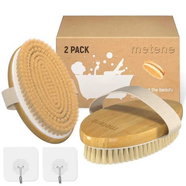 Metene Dry Brushing Body Brush with Soft and Stiff Natural Bristles, Body Exfoliating/Massage Scrub Brush for Cellulite and Lymphatic, Improve Your Circulation, 2 Pack - Image 7