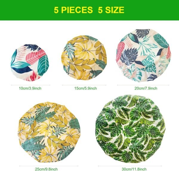 5 Pcs Eco-friendly Reusable Beewax Bowl Covers Cotton Cloth Storage Elastic Food Storage Covers For Food, Fruits and Leftover - Image 2