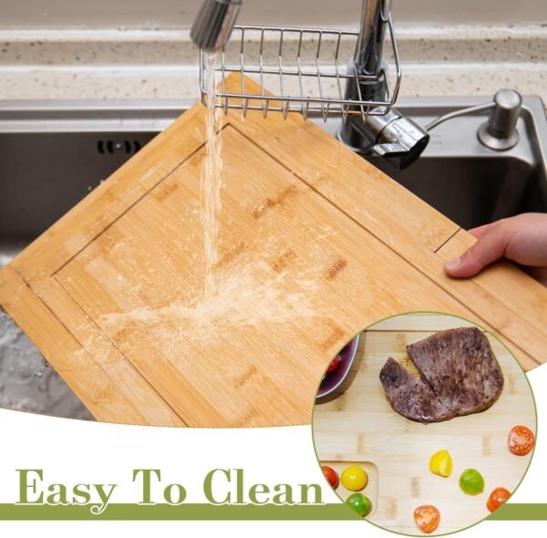 Defined Deco Over The Sink Cutting Board, Extra Large 33in Expandable Cutting Board Over Sink, Natural Bamboo Cutting Boards with Juice Groove, Charcuterie Board, Kitchen Sink Cover for Counter Space - Image 4