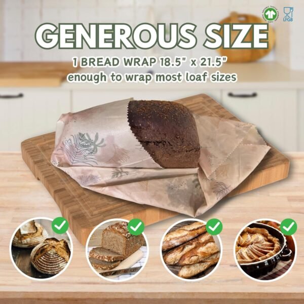XL Beeswax Wraps 18.5x21.5" - Reusable Organic Bee Wax Bags for Food Storage, Bread, Sandwich, Sourdough, Eco-Friendly Wrapping Paper, Kitchen Container Covers, Sustainable Plastic-Free Cloth - Image 2