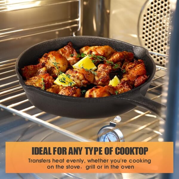 Cast Iron Skillets 3 Piece，Pre-Seasoned Cast Iron Frying Pan，Cast Iron Fry Pan Skillet Set Includes 6.5in，8in，10in Pans，Ideal for Use on any Type of Cooktop，Oven Safe - Image 5
