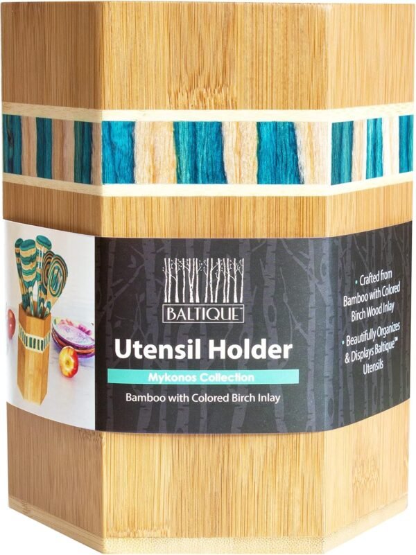 Totally Bamboo Baltique Mykonos Collection Kitchen Utensil Holder, Large Cooking Utensil Crock for Countertop - Image 7