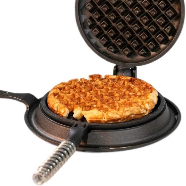 Great Belgian Waffle Iron Pre-Seasoned, PFOA/PTFE Free, Made In USA | Vintage Inspired, 7 inch Stovetop Waffle Iron | Perfect holiday gift - Image 4