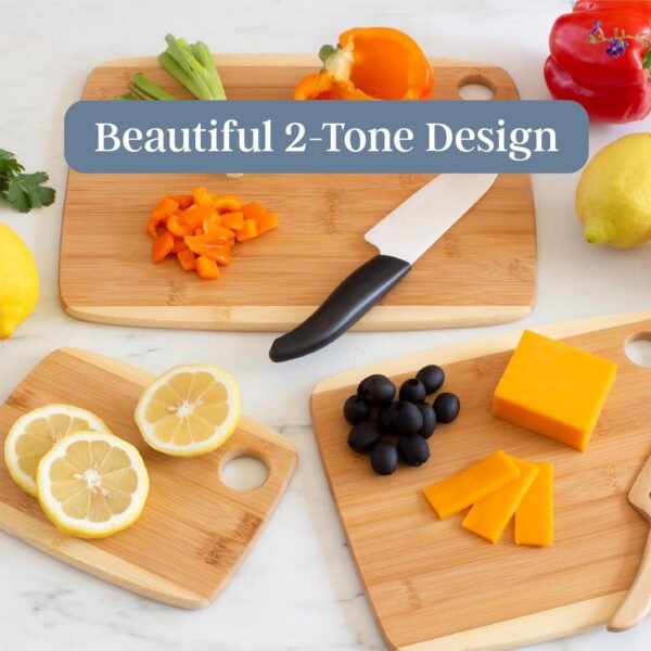 Totally Bamboo 3-Piece Two-Tone Bamboo Serving and Cutting Board Set - Image 4