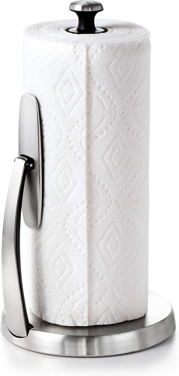OXO Good Grips SimplyTear Paper Towel Holder - Stainless Steel (Silver & Black) - Image 7