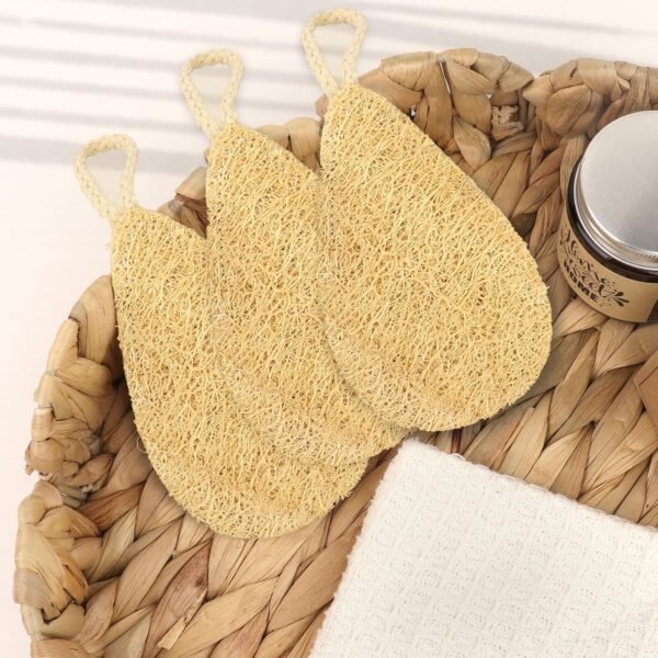 Natural Loofah Dish Sponge Pack 3 Kitchen Scrub Sponges Biodegradable Eco Friendly Sponges for Cleaning Kitchen, Bathroom, Household, Non Scratch, Compostable - Water Shape - Image 6