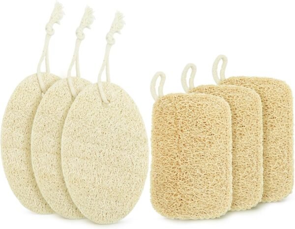 6pcs Kitchen Sponge, Natural Sponges Biodegradable Sponges Eco Friendly Sponges for Dishes Compostable Sponges for Cleaning Loofah Scrubber Sponge