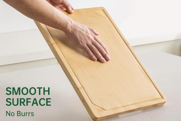 Organic Bamboo Cutting Boards for Kitchen-Wood Non-Slip Cutting Board with Juice Groove & Handle, Extra Large Chopping Board for Meat, Perfect Size for Prep & Serving, 17" x12" x0.7" - Image 9