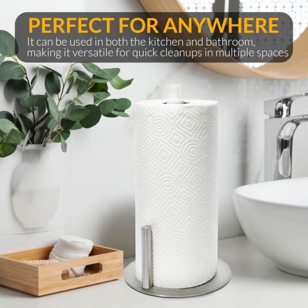 J.M.T HomeGoods Kitchen Paper Towel Holder with Spray Bottle - 2 in 1 Stainless Steel Napkin Holder - Paper Towel Holder Stand for Counter, Silver - Image 3