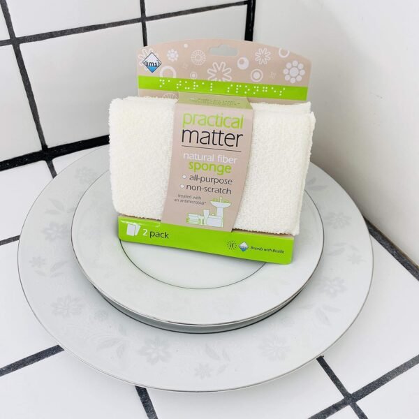 Practical Matter Kitchen Sponge, Organic Cotton Fiber All-Purpose Dish Sponges for Washing Dishes and Cleaning All Surfaces, Durable Non Scratch Scrub, 6 Count Value Pack - Image 5