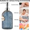 16 OZ Soap Dispenser，Tempered Glass Clear Vertical Stripe with 304 Rust Proof Stainless Steel Pump Refillable Liquid Hand Soap Dispenser，for Bathroom, Kitchen, Dish Soap，Lotion (Blue Grey) - Image 4