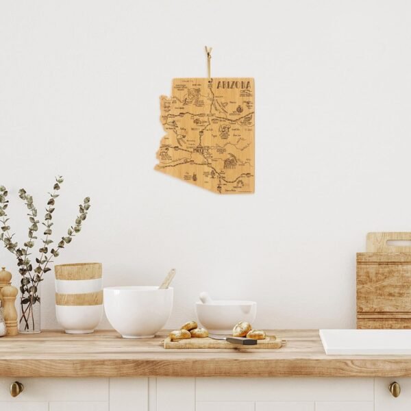 Totally Bamboo Destination Arizona State Shaped Serving and Cutting Board, Includes Hang Tie for Wall Display - Image 3