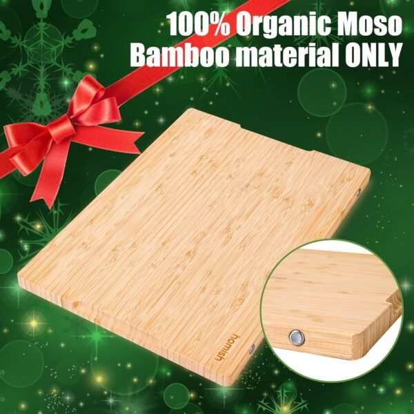 Non Glue Non Toxic Bamboo Cutting Board for Kitchen Serving,Extra Large Wood Chopping Board Set for Meat Fruit and Cheese Butcher Block,Pure Bamboo Oiled,Deluxe Packing,Truly GLUE FREE Non Plastic XL - Image 4
