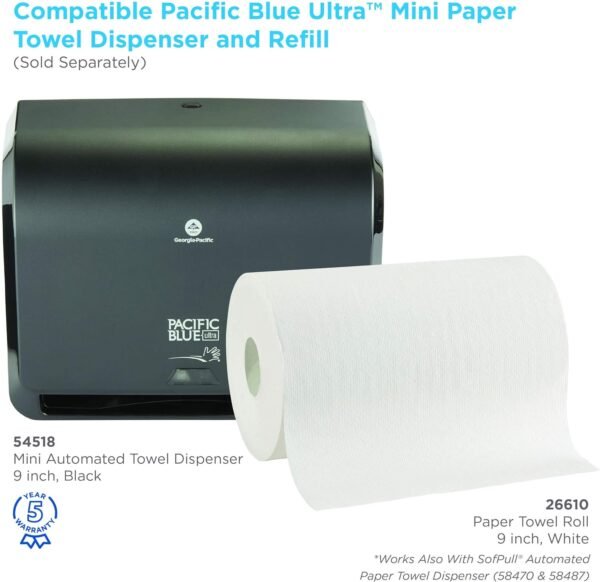 Pacific Blue Ultra 9" Paper Towel Roll (Previously Branded SofPull) by GP PRO (Georgia-Pacific), White, 26610, 400 Feet Per Roll, 6 Rolls Per Case - Image 6