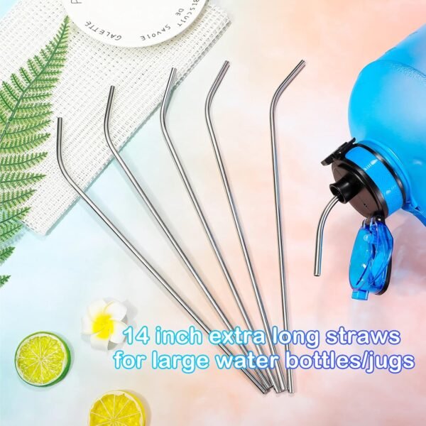 8 Pieces 14 Inch Stainless Steel Straws Long Drinking Straws for 100 oz Tumblers, Reusable Metal Drinking Straws Extra with 4 Pieces Cleaning Brush (Silver) - Image 6