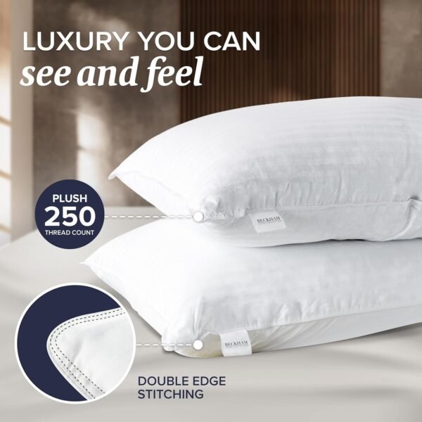 Beckham Hotel Collection Bed Pillows Standard / Queen Size Set of 2 - Down Alternative Bedding Gel Cooling Pillow for Back, Stomach or Side Sleepers - Image 5